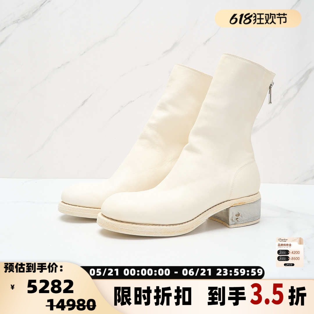 GUIDI 日常通勤788zi女士粗跟拉链圆头短靴马丁靴银泰百货 301596