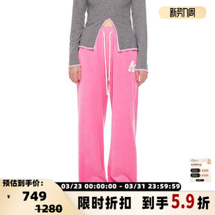 银泰百货301489 秋冬女士粉色字母休闲阔腿裤 ANDREA MARTIN