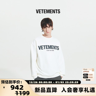 卫衣银泰百货 VETEMENTS 圆领长袖 潮流男女情侣款 301446 新款