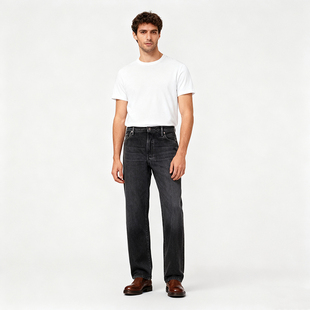 Acne Studios新款青春流行男士时尚休闲直筒牛仔裤银泰百货301574