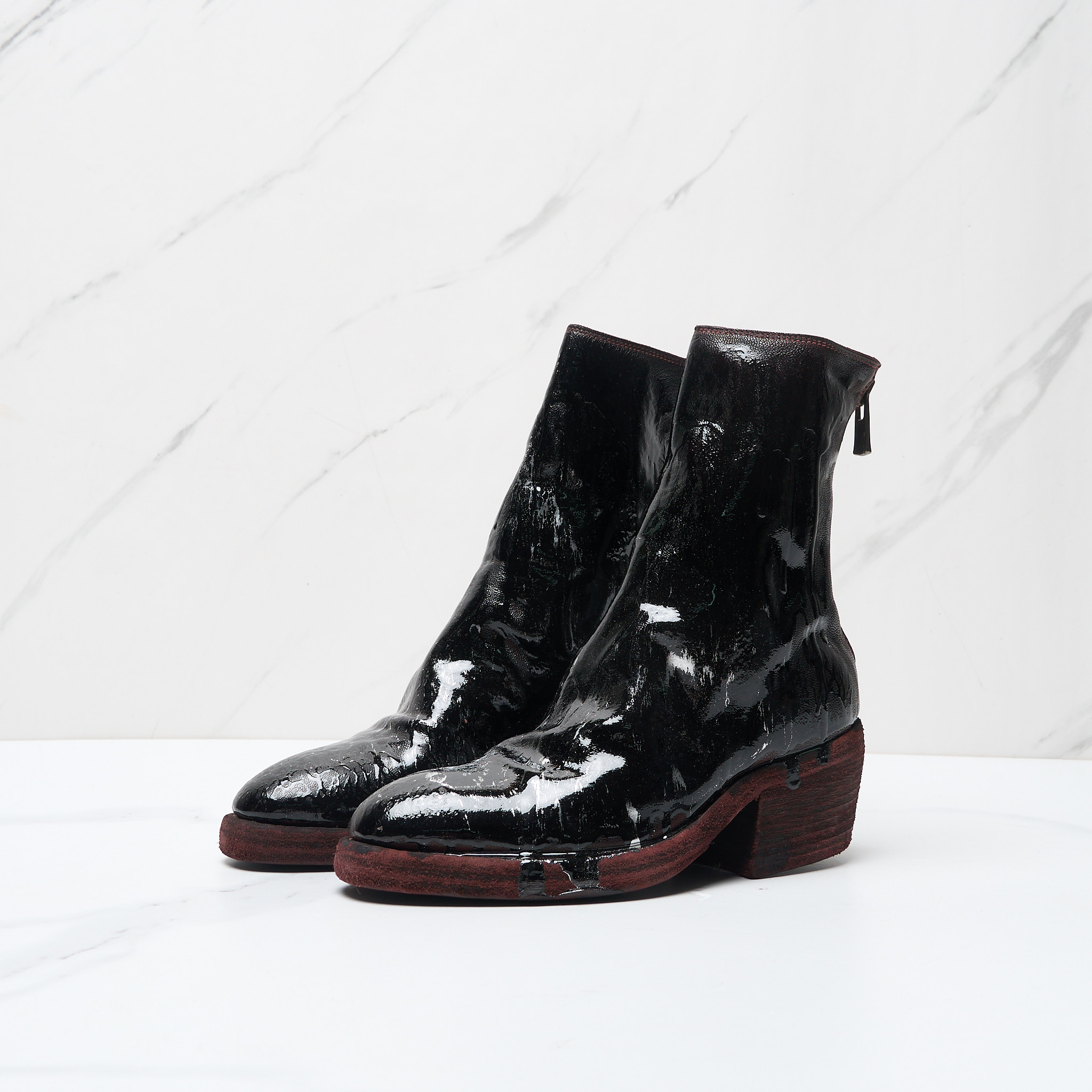 GUIDI 潮流都市女士羊皮材质艺术漆皮短靴银泰百货 301596