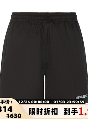 【折扣】REPRESENT 春季纯色字母刺绣男士休闲运动百搭松紧腰短裤