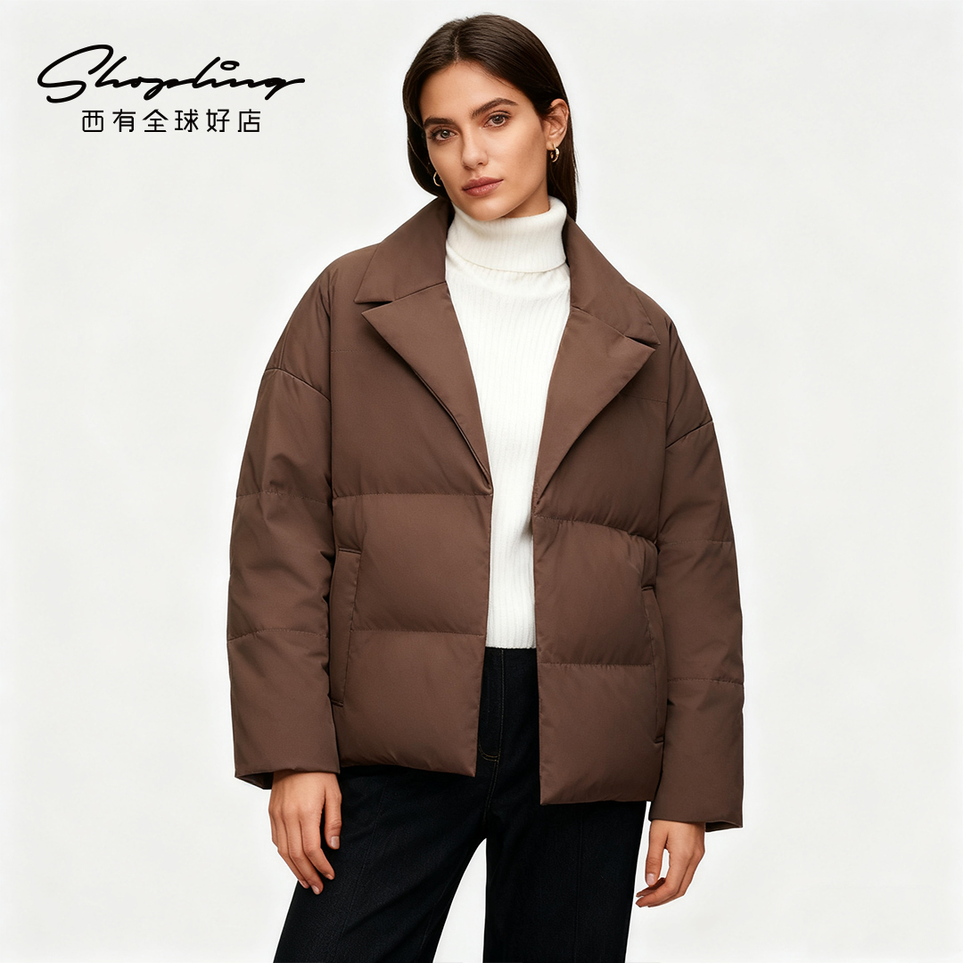 INSPIRE&STORIES25秋冬新款女士小翻领短款鹅绒羽绒服银泰百货