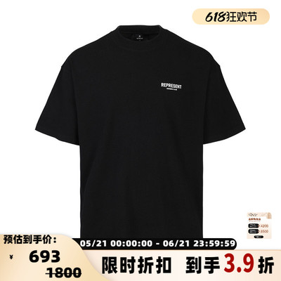 REPRESENT 男女同款字母Logo印花圆领套头短袖T恤银泰百货 301353