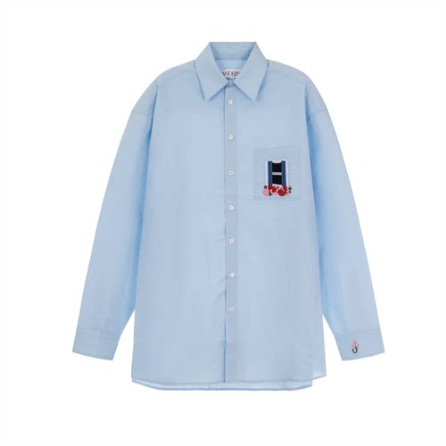 JW ANDERSON 新款男士翻领刺绣系扣长袖衬衫银泰百货精品 301574