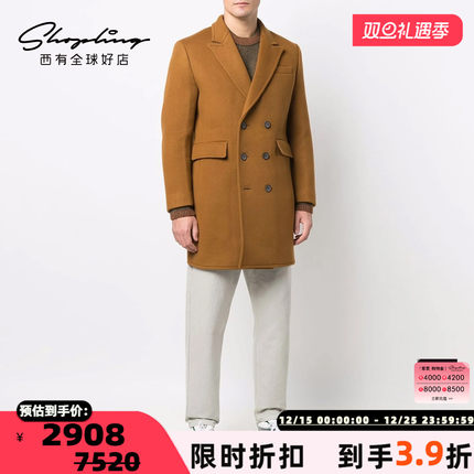 ADER ERROR 商务休闲男士中长款毛呢大衣外套银泰百货 301596