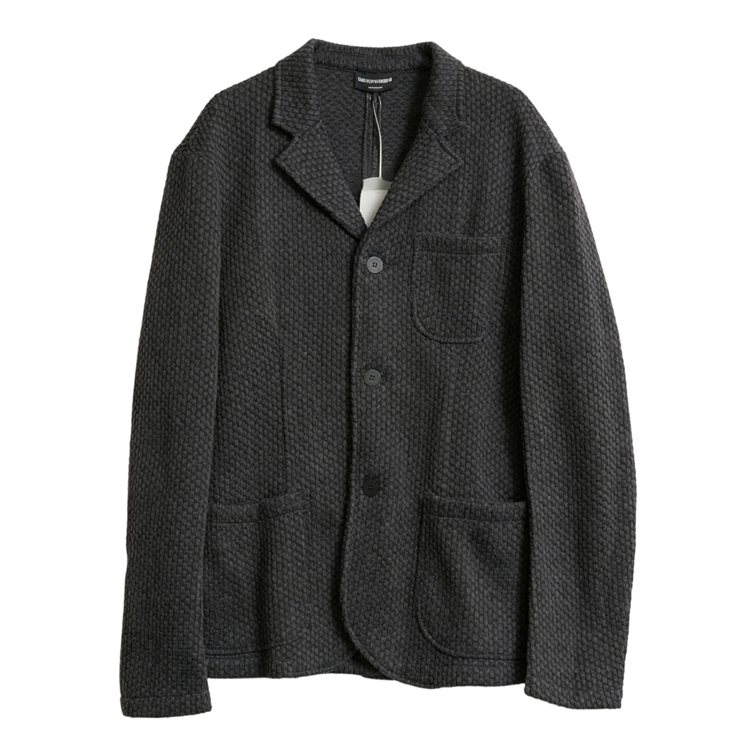 Emporio Armani 男士编织纹理西装外套羊毛混纺单西银泰 301596