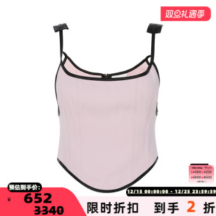 Georgia Paris 春季 粉 胸衣抹胸吊带背心 黑撞色甜辣修身 折扣