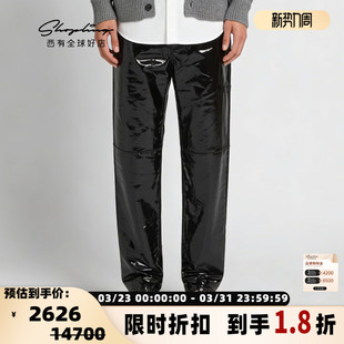 Studios 银泰 秋冬男士 休闲裤 301604 羊皮革纽扣门襟直筒皮裤 Acne