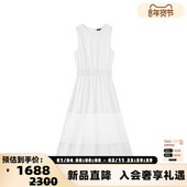 Armani 300095 镂空裙摆连衣裙银泰 Exchange女士无袖 收腰长款