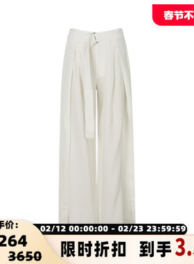 ST.AGNI 春季女士新款腰带开叉裤腿阔腿裤直筒 休闲裤