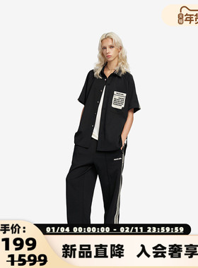 PROJECTJOIN 春夏男女同款非对称饰带短袖衬衫银泰百货 300228