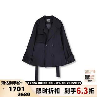 秋冬AW系列女士翻领系带风衣301257 简白 concise white