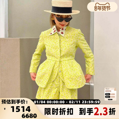 Pushbutton 春秋款女士肌理花苞下摆西装外套银泰百货精品 301596