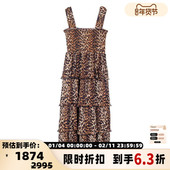 GANNI秋冬女士豹纹吊带蛋糕连衣裙银泰百货精品 301574