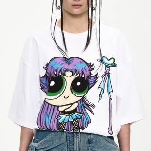 GULLOO 301594 春夏女士卡通Battle毛棉质圆领T恤银泰百货精品