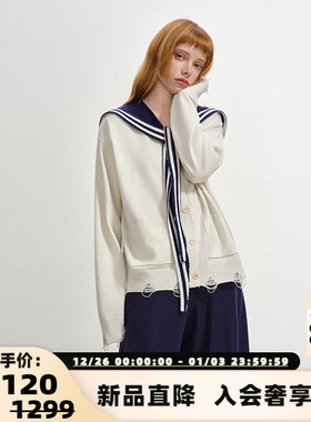 SOFITTE 秋冬新款海军领披肩拉毛女士针织衫银泰百货 301355