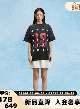 SOFITTE 25春夏新款女士星星数字印花圆领T恤银泰百货 301355