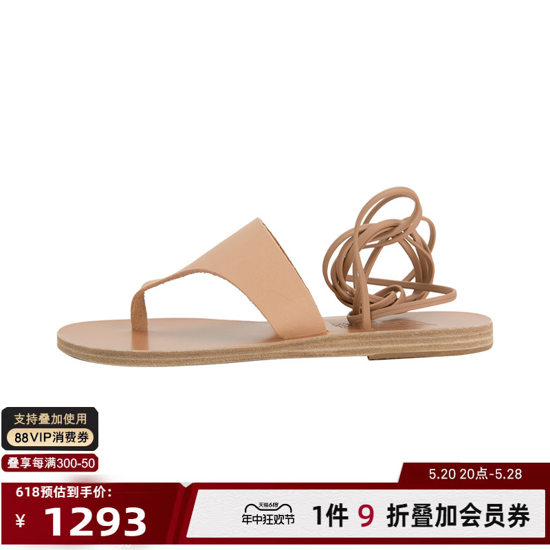 ANCIENT GREEK SANDALS 24春夏新款裸粉色牛皮革绑带夹趾罗马凉鞋 女鞋 罗马凉鞋 原图主图