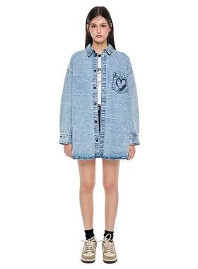 ANDREA MARTIN 秋冬女士蓝色爱心牛仔外套银泰百货精品301489