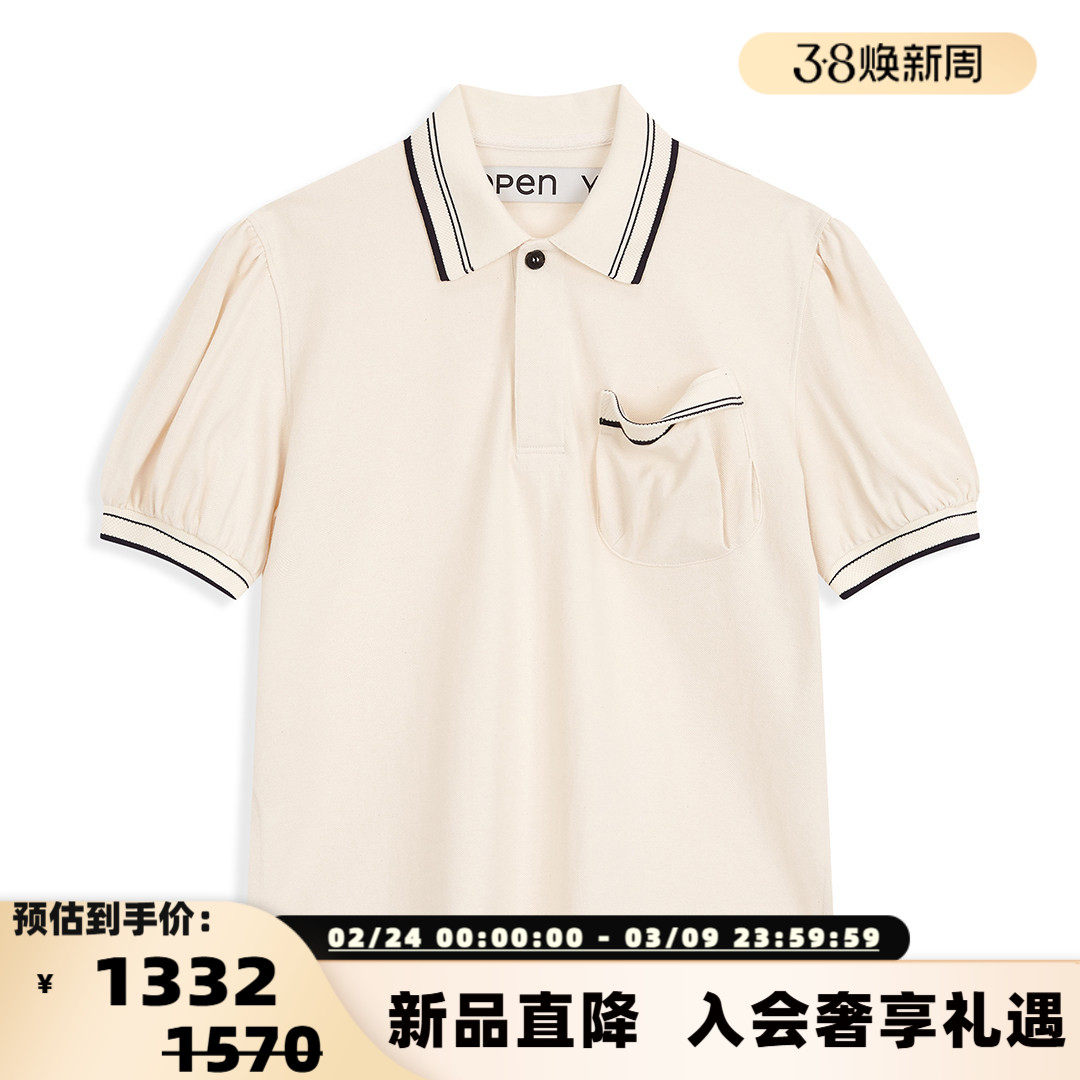 OPEN YY 26春夏新款女士经典百搭泡泡袖短袖POLO衫银泰百货