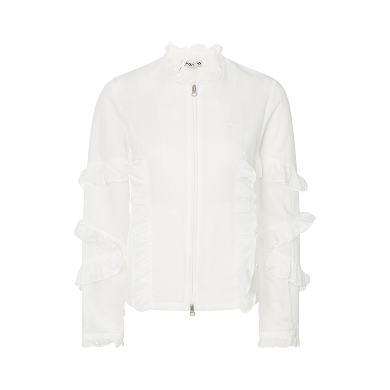 OPENYY荷叶边装饰拉链外套