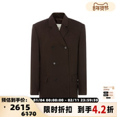 RECTO春季 上衣外套 西装 新款 女士羊毛混纺休闲双排扣长袖