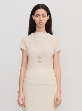 【断码】concise-white/简白 女士AW系列立体褶皱短袖上衣301257