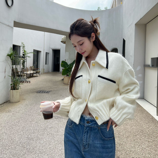 女士复古毛呢外套301257 concise white 简白 曾黎同款