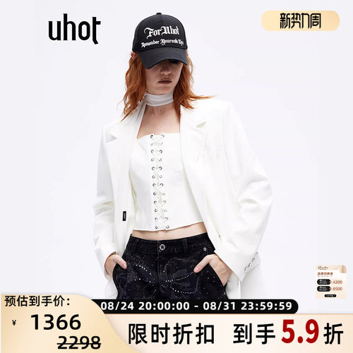 UHOT 26春夏新款女士宽松版双排扣休闲西服外套银泰百货 301590