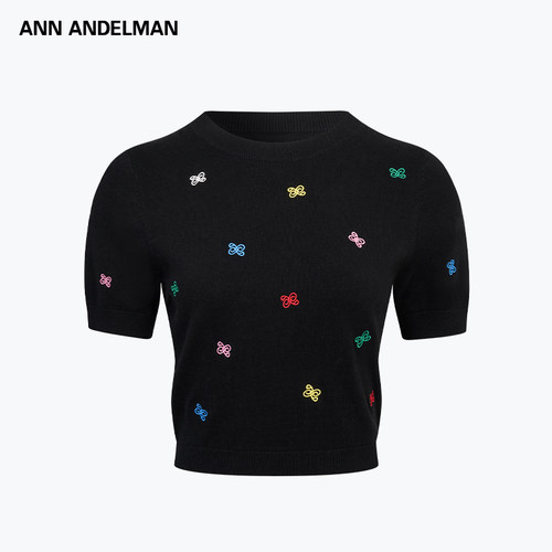 ANN ANDELMAN女士五彩logo刺绣毛织短袖银泰百货 301286