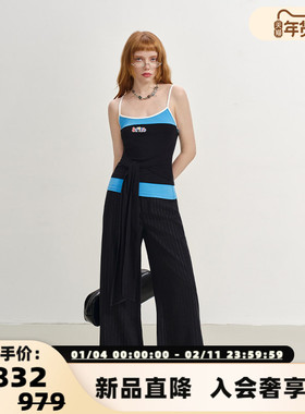 SOFITTE 25新款女士百搭条纹阔腿裤廓形西裤银泰百货 301355