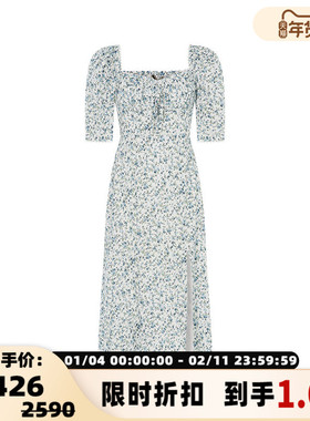 【折扣】KEEPSAKE 女士碎花优雅日常休闲下开衩短袖中长款连衣裙