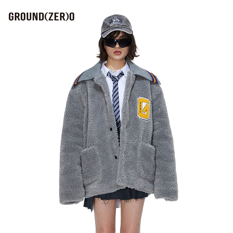 GROUNDZERO毛衣领羊兰毛外套