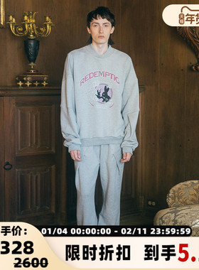 The Last Redemption男女同款松紧腰宽松直筒折角卫裤 301460