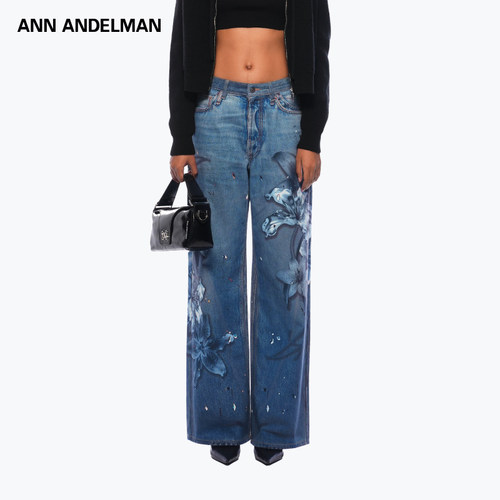 ANN ANDELMAN  秋冬新款女士花卉直筒阔腿牛仔裤银泰百货 301286