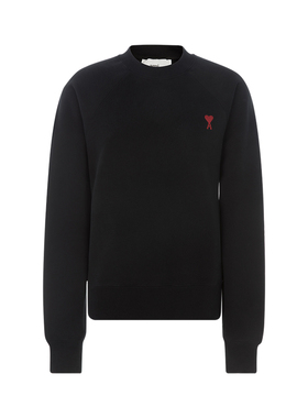 AMI PARIS 秋冬黑色字母爱心logo刺绣女士休闲运动套头衫卫衣