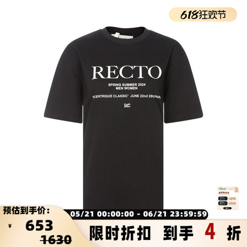 RECTO宽松女士圆领短袖T恤