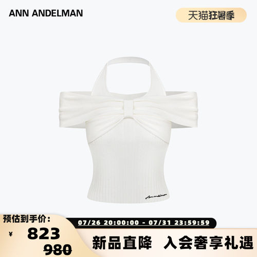 ANN ANDELMAN26春夏女士法式浪漫蝴蝶结一字肩挂脖T恤衫 301286