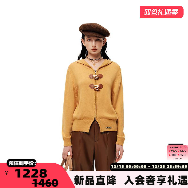 SHROENRO牛角扣针织羊毛开衫