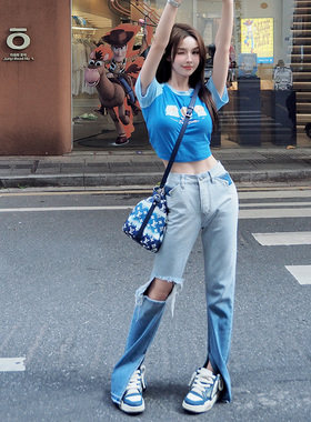 FRAILSTATE（B系列）女款渐变微喇牛仔裤 301260