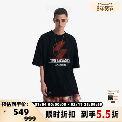 SALVAGESARCLE 闪电logo街头男士潮流美式短袖T恤301515