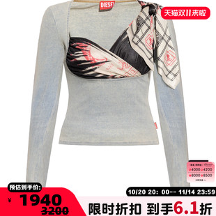 T恤上衣银泰百货 DIESEL 饰设计长袖 女士抹胸装 301574 潮流新款