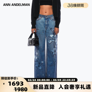 ANN ANDELMAN  秋冬新款女士花卉直筒阔腿牛仔裤银泰百货 301286