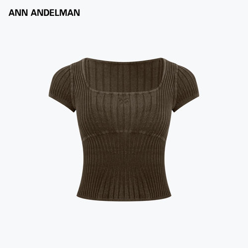 ANN ANDELMAN 26春夏女士方领修身显瘦日常毛织短袖T恤衫 301286