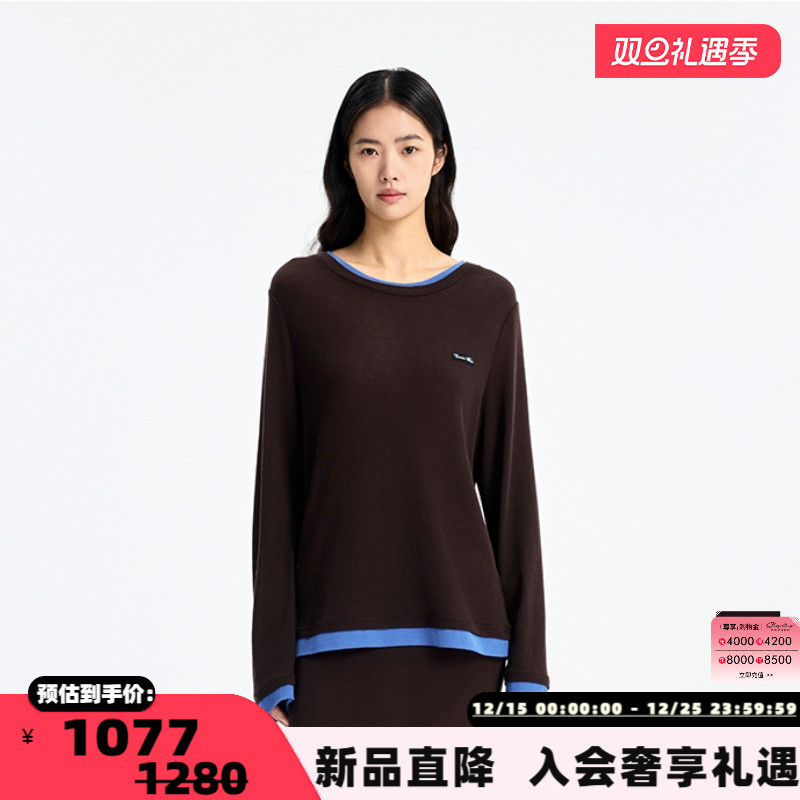 concise-white/简白 25新款撞色假两件长袖针织衫银泰百货 301257