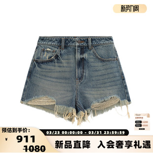 银泰 concise 女士做旧毛边牛仔短裤 简白26春夏新款 301257 white