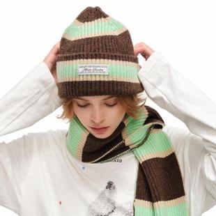 撞色条纹针织帽银泰百货精品 休闲男女同款 301261 Sandra Alexia