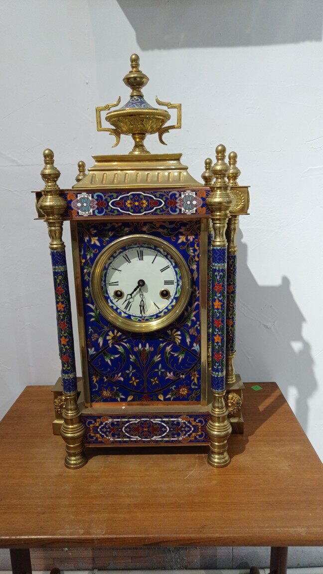 景工欧式美式中式机械古典珐琅景泰蓝座钟台钟报时钟六柱精品金色