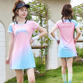 情侣短袖 羽毛球套装 显瘦时尚 速干网球韩国衣大码 连衣裙 女运动新款